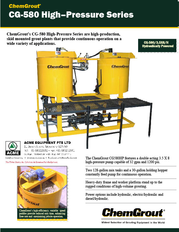 Chemgrout High Pressure Series Brochure